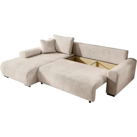 storez24 Eckcouch Cordstoff 3-Sitzer Beige