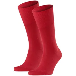 FALKE Herren Socken 2er Pack - Airport, Kurzstrumpf, Freizeit- und Business-Socken, Unifarben Rot (Scarlet) 41-42