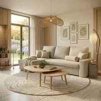 Komvortowy | Ecksofa 230 cm | VELVET | Ausziehbares Ecksofa für das Wohnzimmer | BEIGE | Ecksofa mit Schlaffunktion und Bettkasten | L-Form | Mode... - Beige