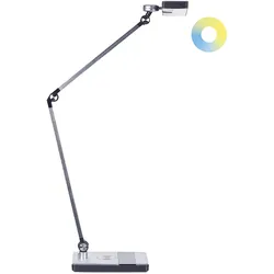 LED Schreibtischlampe LACERTA mit kabellosem Ladegerät Metall Silber