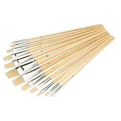 12 x Künstlerpinsel mit flachen Spitzen und Naturborsten