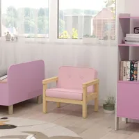 AIYAPLAY Kindersessel, gepolsterter Kindersofa mit Holzrahmen, Cordoptik, Rosa