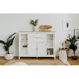Finori Bergen 52 Highboard Holzwerkstoff Weiß/Artisan Oak,