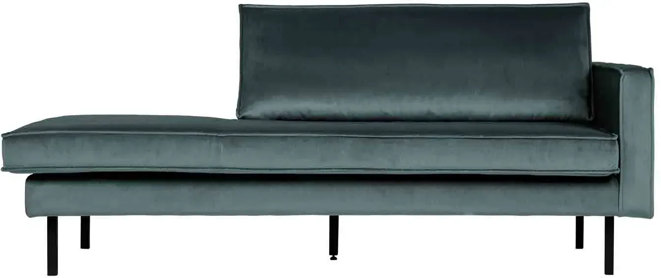 Daybed Recamiere Rodeo aus Samt, modern und gepolstert, rechts, teal blau, elegantes Design