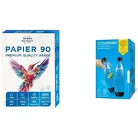 AVERY Zweckform 2563 Drucker-/Kopierpapier & SodaStream DuoPack Fuse, spülmaschinengeeignete Ersatzflaschen für SodaStream Wassersprudler mit Einklick-Mechanismus, 2x 1 L PET-Flasche, schwarz