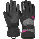 Reusch Damen Hannah R-tex Xt Handschuhe, extra Warmer, wasserdichter und atmungsaktiver Skihandschuh, Blck Melang/Pink Glo, 8