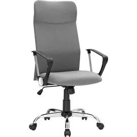 Songmics Bürostuhl, ergonomischer Schreibtischstuhl, Drehstuhl, gepolsterter Sitz, höhenverstellbar und neigbar, bis 120 kg belastbar, grau Stoff, mit Kopfstütze,