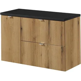 [en.casa] Waschbeckenunterschrank, Waschtischunterschrank Skelbolu 90x60x40cm Eicheoptik/Schwarz