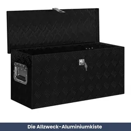 deluke DELUKE® Aluminiumbox mit Deckel Abschließbar Alubox Deichselbox Alu Anhängerbox Werkzeugkiste Transportbox Metallkiste, 80x30x35cm Schwarz