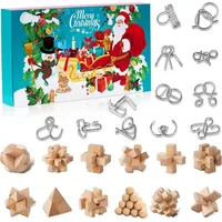 Knobelspiele Adventskalender 2024 - Metall Knobelei & Holz Rätsel, IQ Puzzle für Kinder & Erwachsene