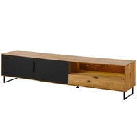 MASSIVMOEBEL24.DE Lowboard Wildeiche mit Glastür 220x43x51 natur geölt LINDAU