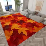 Generisch Teppich Schlafzimmer Herbst Blätter Orange 60x90 cm Teppich Wohnzimmer Teppich Waschbarer Teppiche Esszimmer Teppich Kurzflor Flauschiger rutschfest Teppich