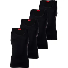 Hugo Herren Unterhemd 4er Pack - Tank Top, Doppelripp, Cotton Stretch schwarz, L