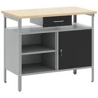 VidaXL Werkbank mit Abschließbarer Tür Schwarz 100x55x85 cm Stahl
