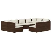 vidaXL 9-tlg. Garten-Lounge-Set mit Kissen Braun Poly Rattan