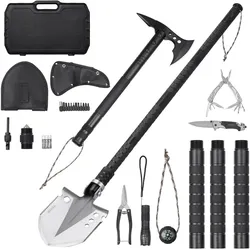 VEVOR Survival-Schaufel Survival-Axt 28-in-1 Camping Klappspaten mit Beil