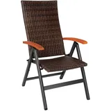 Tectake Rattanstuhl mit Aluminiumgestell wetterfest und UV-beständig, 58 x 72 x 108 cm