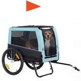 Faltbarer Hundeanhänger Für Hunde Bis 20 Kg, Mit Anbindeleine Und Reflektoren, Maße 143 X 70 X 90 Cm, Hellblau