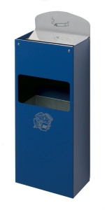 VAR Wandascher WH 51 mit Hinweisschild, aus verzinktem Stahlblech, Farbe: enzianblau