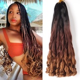 8 Packs French Curly Braiding Hair 22 Inch Loose Wave Spiral Curly Crochet Hair for Black Women Pre Stretched Braiding Hair with Curly Ends (22 inch, 1B/33/30)