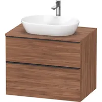 Duravit „D-Neo“ Konsolenwaschtischunterbau mit Möbelgriff Diamantschwarz × Nussbaum Natur