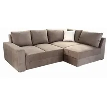 luma-home Ecksofa-Dauerschläfer, Hell-Braun / 15108