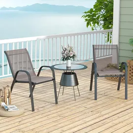 Costway Gartensessel 56 x 70 x 84 cm grau/schwarz 4 St.