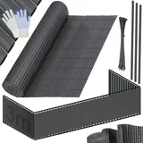 Kesser KESSER® PVC Sichtschutzmatte Sichtschutzzaun Balkonverkleidung Windschutz Wetterfest verstärkten Lamellen für Garten Balkon Terrasse Balkonumrandung inkl Kabelbindern, Abdeckung & Handschuhe