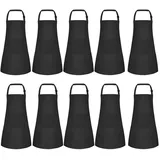 Jooehyer 10er-Pack Kinderschürzen, Verstellbare Kinderschürze mit 2, Malschürze für Kochen, Backen, Malen, Schwarz