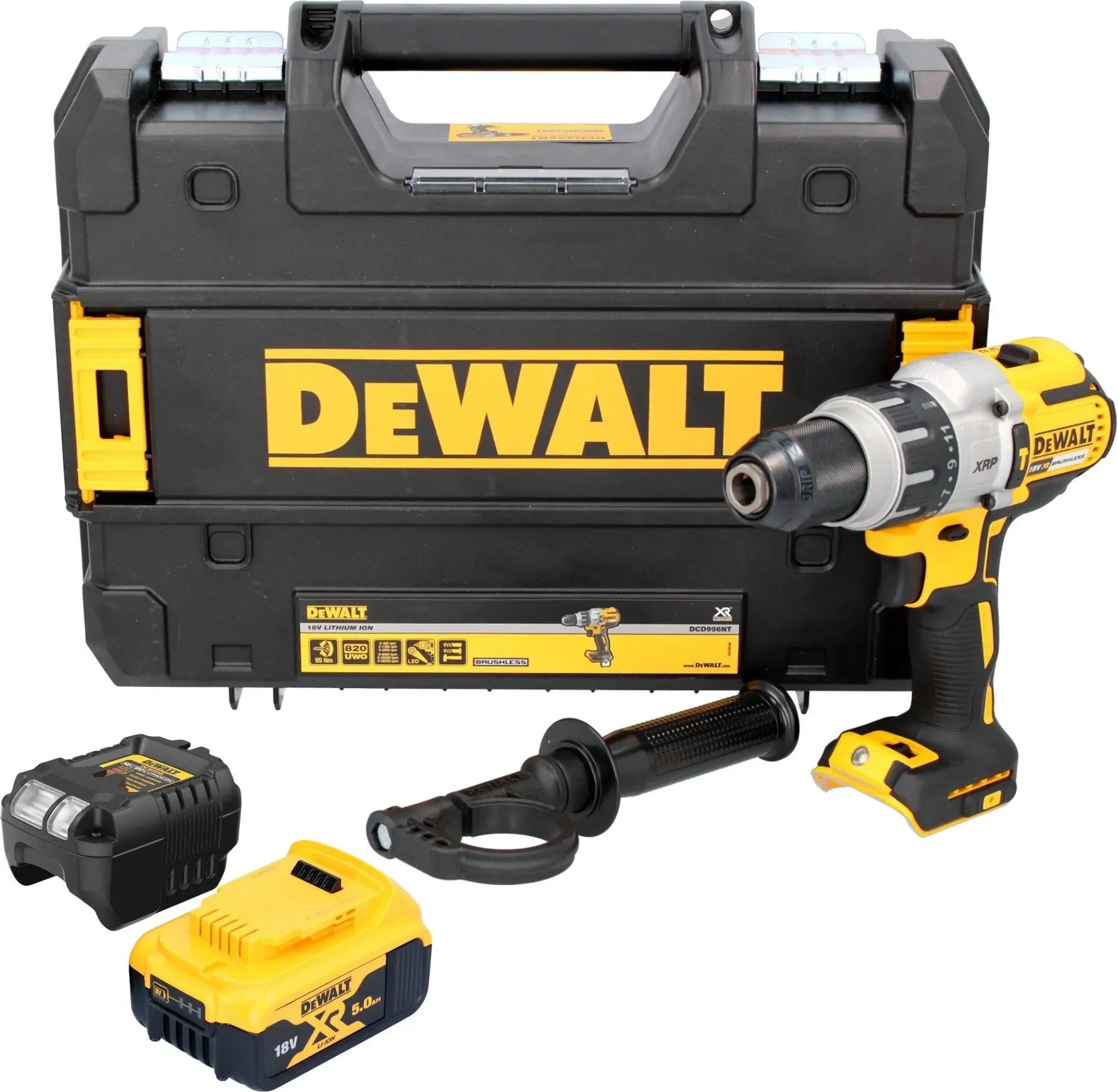 DeWalt DCD 996 P1T Akku Schlagbohrschrauber 18 V 95 Nm Brushless + 1x Akku 5,0 Ah + Ladegerät + TSTAK