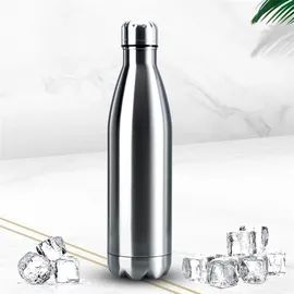Intirilife Trinkflasche aus Edelstahl in Silber - 1 Liter Füllmenge - Thermoskanne Isolierflasche Auslaufsicher Thermosflasche für Wasser Tee Kaffee