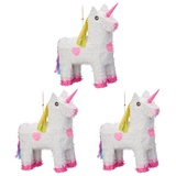 relaxdays Papierdekoration 3 x Pinata Einhorn gelb|rosa|weiß