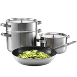 AEG Topf-Set 4-tlg. 2 x Kochtopf + Bratpfanne + Edelstahlsieb
