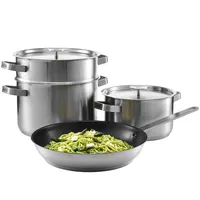 AEG Topf-Set 4-tlg. 2 x Kochtopf + Bratpfanne + Edelstahlsieb
