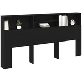 vidaXL Schwarzes Eichenkopfteil Schrank, 200x19x103,5 cm, Holzwerkstoff
