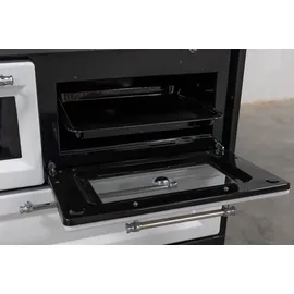hosseven Kaminofen mit Backfach und Herdplatte 4012 Weiß Holzofen 8 kW Holz Ofen Mehrfachbelegung Kamin Heizofen Küchenherd