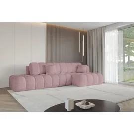 altdecor Ecksofa Cord mit Schlaffunktion 3-Sitzer Rosa