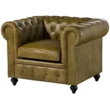 Massivmoebel24 Sessel Chesterfield Leder 105 x 75 x 82 cm Grün