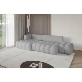 altdecor Ecksofa Olea-L2 Samt mit Schlaffunktion 3-Sitzer Grau