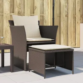 vidaXL Gartenstuhl mit Fußhocker 64 x 64 x 0 cm braun