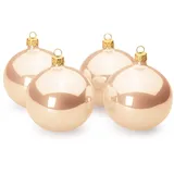 SIKORA Essentials Klassische Christbaumkugeln aus Glas - Hochglanz - 6 Farben 3 Größen Premium Qualität, Farbe/Modell:Champagner Hochglanz 4er Set, Höhe in cm:8 cm