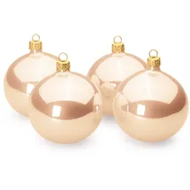 SIKORA Essentials Klassische Christbaumkugeln aus Glas - Hochglanz - 6 Farben 3 Größen Premium Qualität, Farbe/Modell:Champagner Hochglanz 4er Set, Höhe in cm:8 cm
