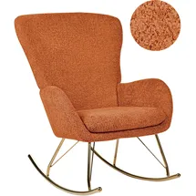 Beliani Schaukelsessel ANASET Bouclé 74 x 99 x 99 cm Orange/Gold
