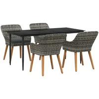 vidaXL 5-teiliges Garten Essset Grau Poly Rattan