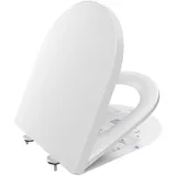CECIPA Toilettendeckel mit Absenkautomatik, WC Sitz D Form, Klodeckel Weiß, Klobrille Quick Release, WC Deckel, Familien Toilettensitz, Klositz Soft Close,Quick Release Toilettenbrille Absenkautomatik