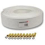 PremiumX 25m DELUXE PRO Koaxialkabel 135dB 5-Fach geschirmt, reines Kupfer SAT Antennenkabel 10x F-Stecker