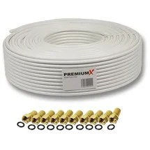 PremiumX 25m DELUXE PRO Koaxialkabel 135dB 5-Fach geschirmt, reines Kupfer SAT Antennenkabel 10x F-Stecker