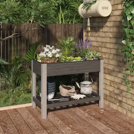 furnicato Garten-Hochbeet mit Ablage 100 x 50 x 75 cm Grau