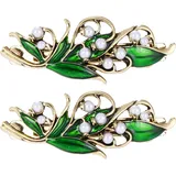 2 Vintage Blatt Haarclip Barrettes Französische Blatthaarklammern Grüne Blattperlen Haare Barrettes Kristallfeder Haare Antiquitäten Metall Schnapp Haarnadel Hochzeit Prom Formelle Haare Accessoires