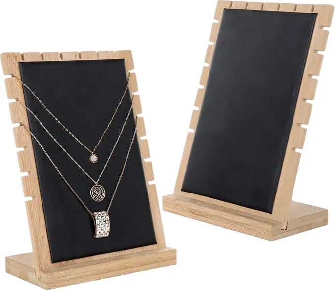 MyGift Moderne Bambus-Schalttafeln für Halsketten, Schmuck, Schwarz, 2 Stück